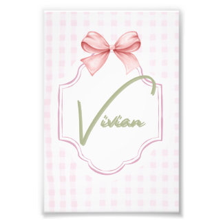 Personalisiert Vivian Baby Girl Kinderzimmer Bow&G Fotodruck