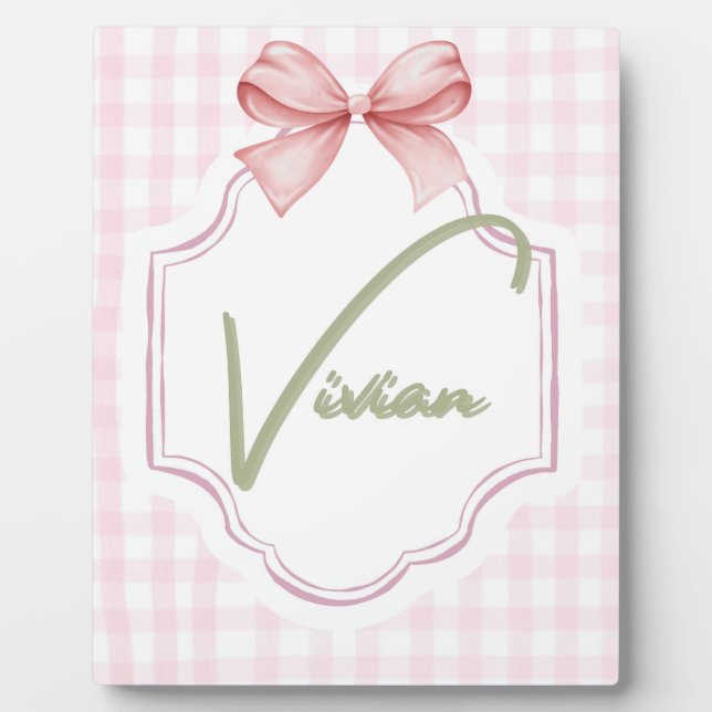 Personalisiert Vivian Baby Girl Kinderzimmer Bow&G Fotoplatte (Vorderseite)