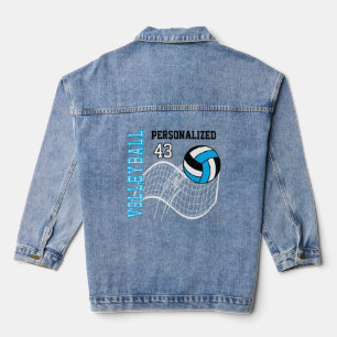 Personalisiert Volleyball - Baby Blue Jeansjacke