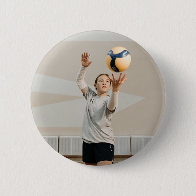 Personalisiert Volleyball Foto Sport Button (Vorderseite)