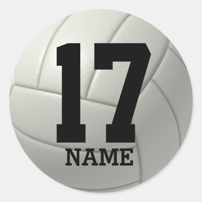 Personalisiert Volleyball (Name und Nummer angeben Runder Aufkleber (Vorderseite)