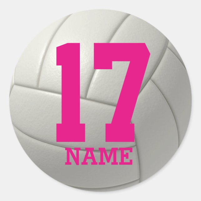 Personalisiert Volleyball (Name und Nummer angeben Runder Aufkleber (Vorderseite)