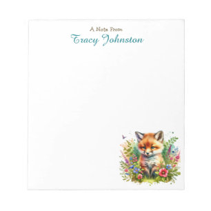 Personalisiert vom Schreibtisch Fox in Blume Notizblock