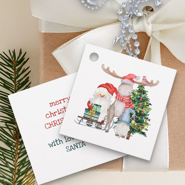Personalisiert von Santa Niedlich Kids Weihnachten Geschenkanhänger (Cute Santa and Christmas Tree gift tags to kids from Santa)