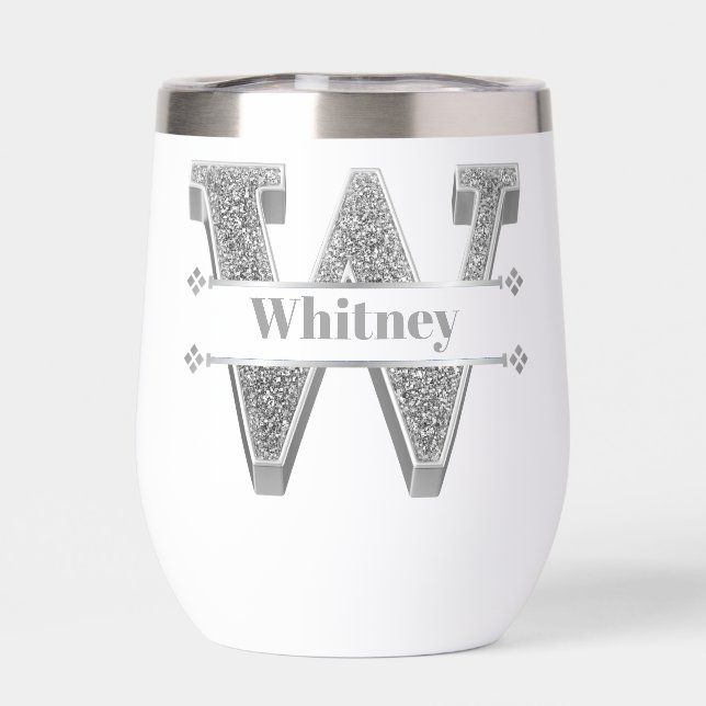Personalisiert W Initial Silver Monogram Ihr Name (Rückseite)