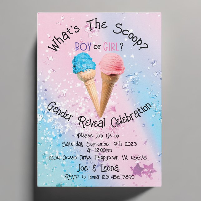 Personalisiert, was die Ergebnisse der Scoop-Gende Einladung (What's The Scoop Ice Cream Gender Reveal Party Invitation)