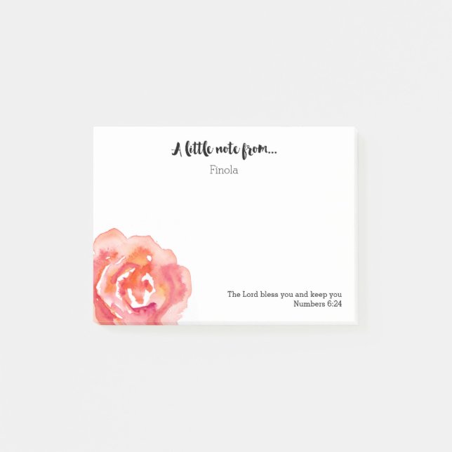 Personalisiert | Wasserfarbene Rose Scripture Post Post-it Klebezettel (Vorderseite)