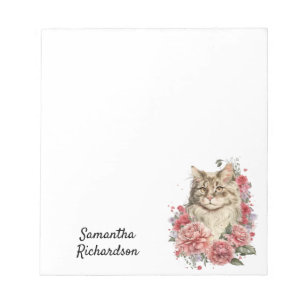 Personalisiert Watercolor Boho Cat Notizblock