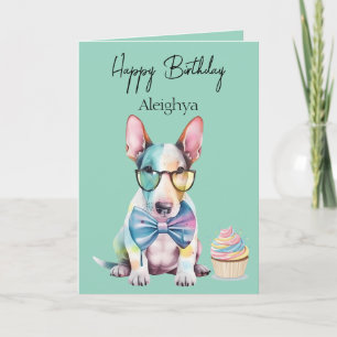 Personalisiert Watercolor British Bull Terrier Car Karte