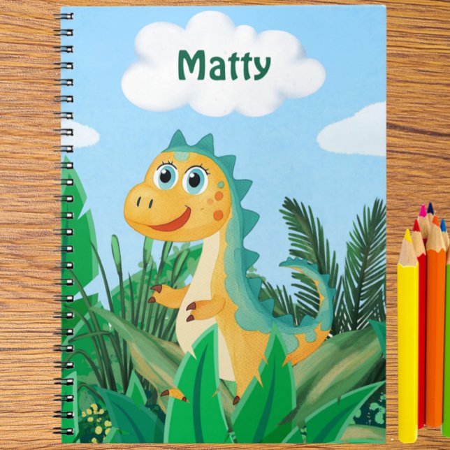 Personalisiert Watercolor Dinosaurier Boys School Notizblock (Cute dinosaur notebook, kids personalized journal, dino boys back to school notebook)