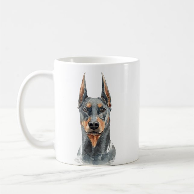Personalisiert Watercolor Doberman Kaffeetasse (Links)