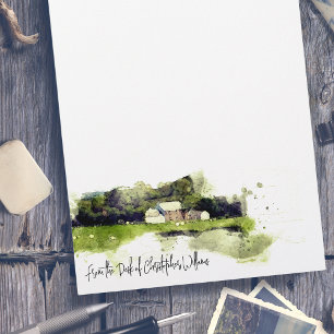 Personalisiert Watercolor, Schottischer Bauernhof Briefbogen