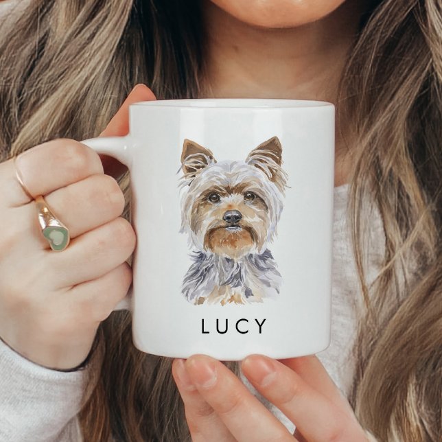 Personalisiert Watercolor Yorkie Dog Lover Tasse (Von Creator hochgeladen)