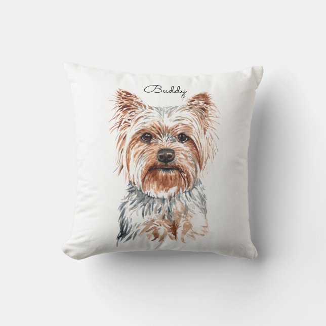 Personalisiert Watercolor Yorkie Kissen (Vorderseite)