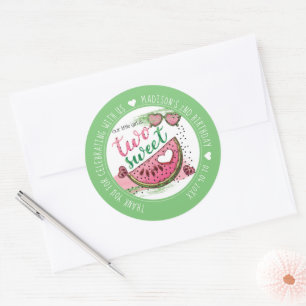 Personalisiert Watermelon 2. Geburtstag Party Runder Aufkleber