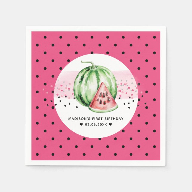 Personalisiert Watermelon Geburtstag Serviette (Vorderseite)