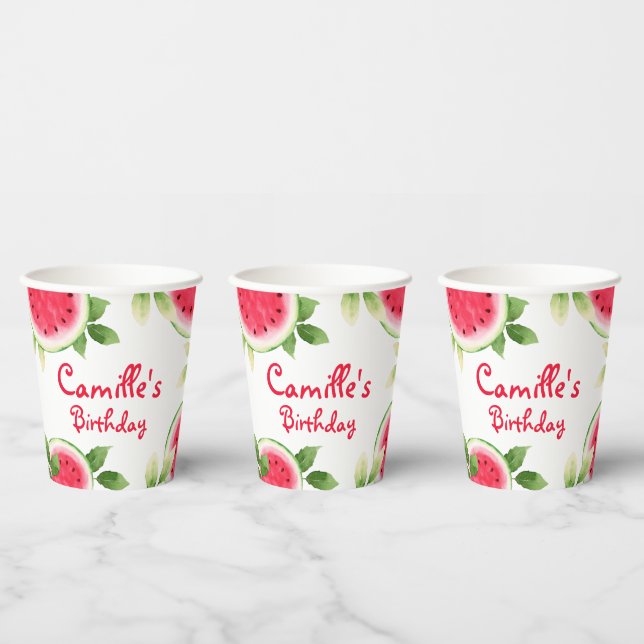 Personalisiert Watermelon Geburtstagspapier-Cups Pappbecher (Multi)