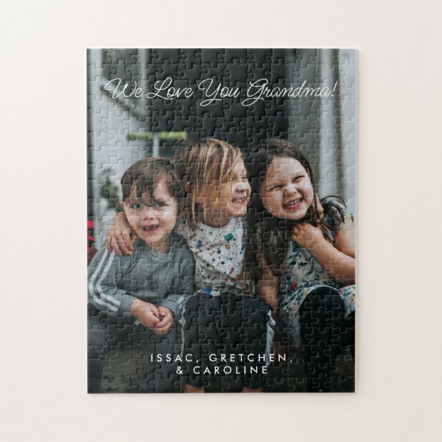 Personalisiert We Liebe You Oma Foto Script Puzzle (Vertikal)