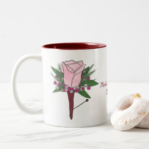 Personalisiert Wedding Rose Boutonniere Blume Tass Zweifarbige Tasse