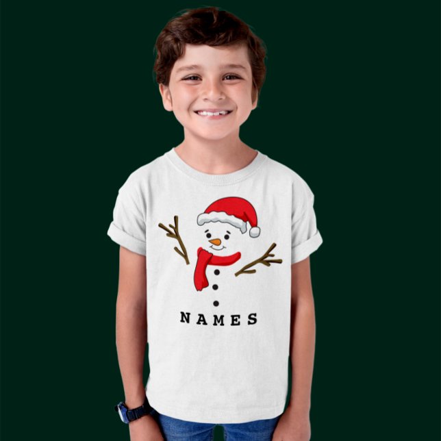 Personalisiert Weihnachten Funny Snowman Kid Boy T-Shirt (Personalized Christmas Funny Snowman Kid Boy T-Shirt)