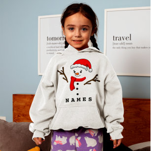 Personalisiert Weihnachten Funny Snowman Kid Girl Hoodie