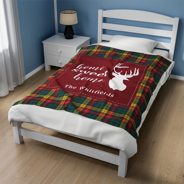 Personalisiert Weihnachten Tartan Clan Buchanan Ka Fleecedecke (Plaid Home Sweet Home Buchanan Tartan Fleece Blanket)