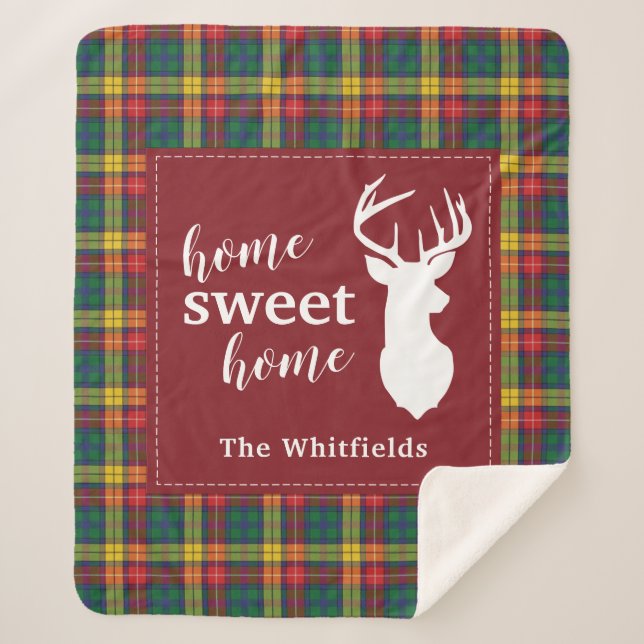 Personalisiert Weihnachten Tartan Clan Buchanan Ka Sherpadecke (Vorderseite)