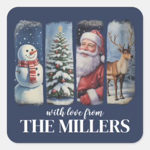 Personalisiert Weihnachten Vintager Weihnachtsmann Quadratischer Aufkleber