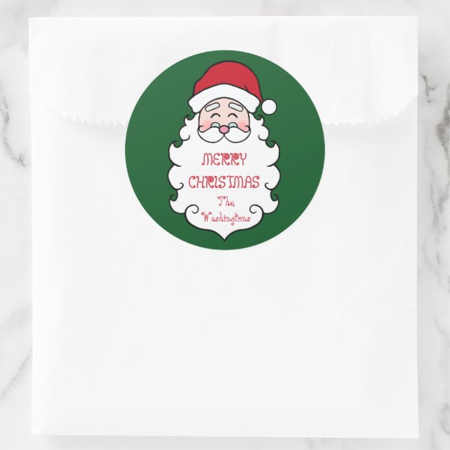Personalisiert Weihnachts-Weihnachtsmann-Aufkleber Runder Aufkleber (Tasche)