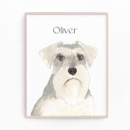 Personalisiert Weiß & Grau Schnauzer Art Fotodruck