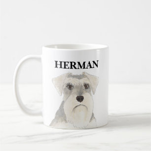 Personalisiert Weiß & Grau Schnauzer Kaffeetasse