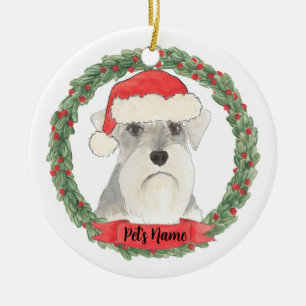 Personalisiert Weiß & Grau Schnauzer Keramik Ornament