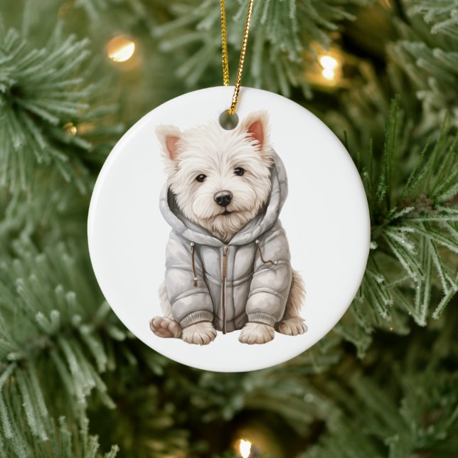 Personalisiert West Highland White Terrier Dog Keramik Ornament (Baum)