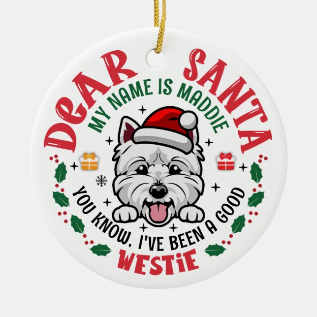 Personalisiert West Highland White Terrier Weihnac Keramik Ornament (Vorne)
