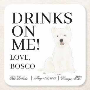 Personalisiert Westie West Highland Terrier Weddin Rechteckiger Pappuntersetzer