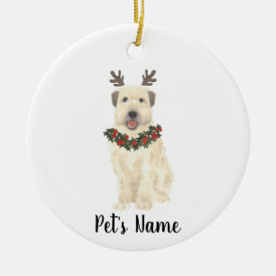 Personalisiert Wheaten Terrier Antlers und Bow Kra Keramik Ornament