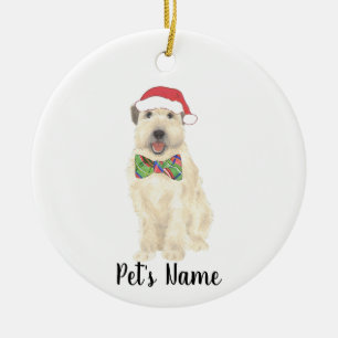 Personalisiert Wheaten Terrier Christmas Hat Bow K Keramik Ornament