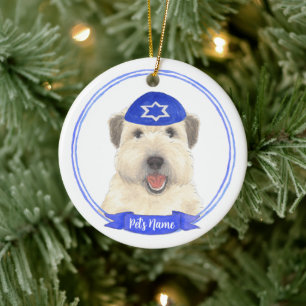 Personalisiert Wheaten Terrier Hanukkah Yarmulke Keramik Ornament