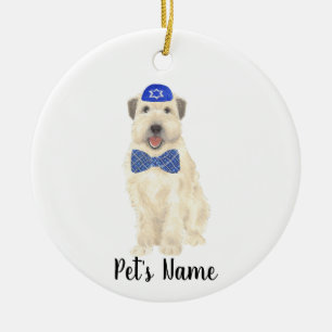 Personalisiert Wheaten Terrier Yarmulke und Krawat Keramik Ornament