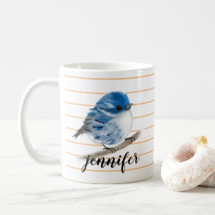 Personalisiert Whimsical Blue Warbler Bird Tasse