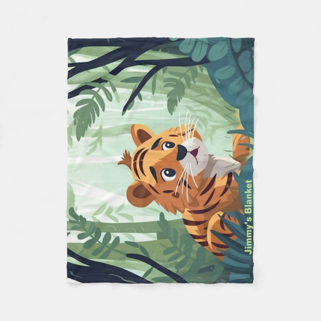 Personalisiert Whimsical Woodland Baby Tiger Fleecedecke (Vorderseite)
