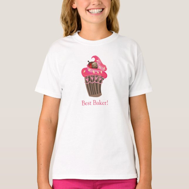 Personalisiert Whimsy Pink Cupcake Tshirt (Vorderseite)