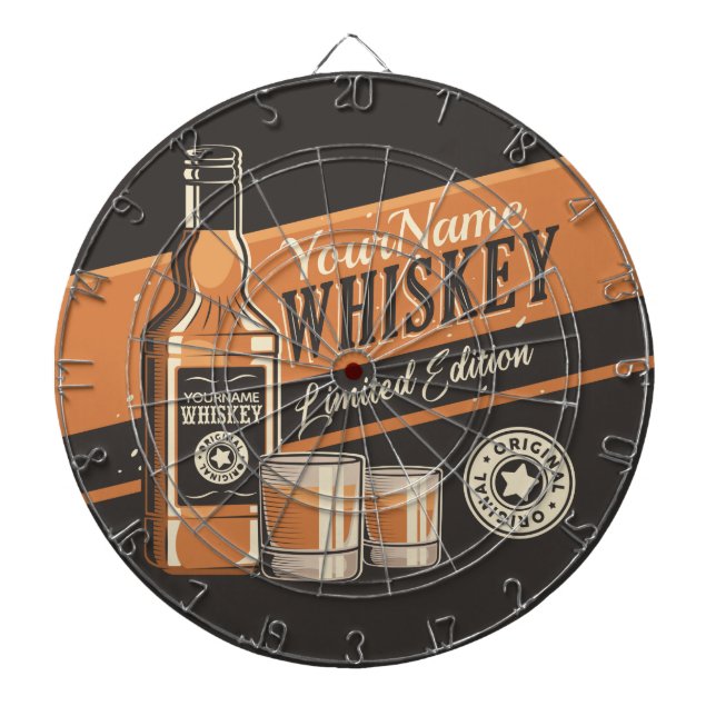 Personalisiert Whiskey Liquor Flasche Western Bar  Dartscheibe (vorne)