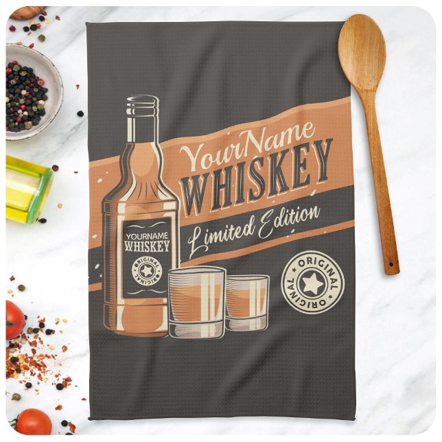Personalisiert Whiskey Liquor Flasche Western Bar Geschirrtuch (Von Creator hochgeladen)