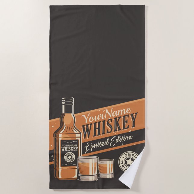 Personalisiert Whiskey Liquor Flasche Western Bar  Strandtuch (Vorderseite)