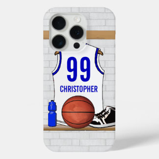 Personalisiert White and Blue Basketball Jersey Case-Mate iPhone Hülle