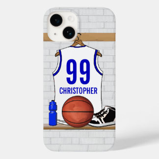 Personalisiert White and Blue Basketball Jersey Case-Mate iPhone Hülle
