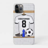 Personalisiert White Black Football Soccer Jersey