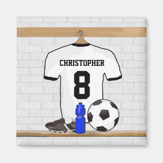 Personalisiert White Black Football Soccer Jersey Magnet