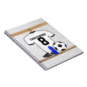Personalisiert White Black Football Soccer Jersey Notizblock